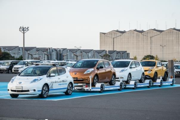 Nissan Leaf als vollautonomes Zugfahrzeug.  Foto: Nissan